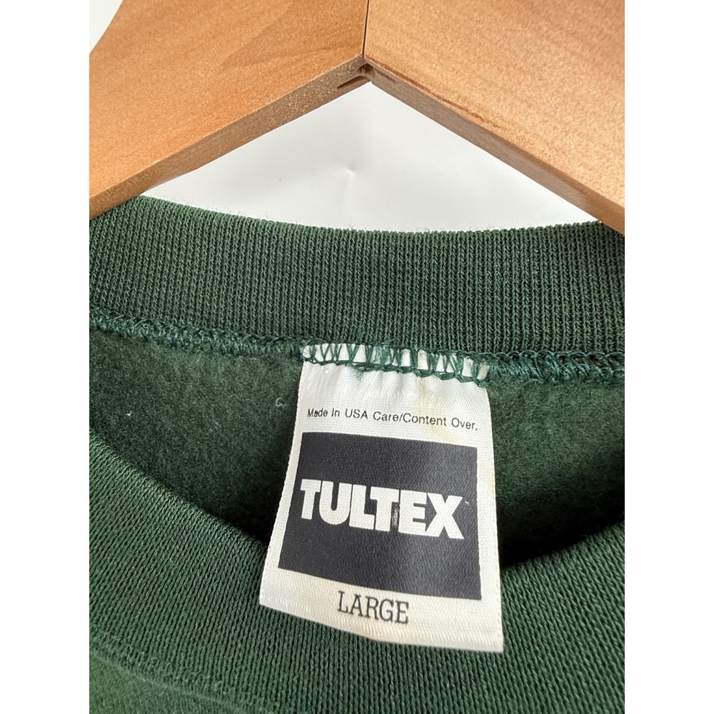 Vintage 90s Tultex Deer Graphic Crewneck Sweatshirt Large USA Green Buck Nature - Picture 5 of 8